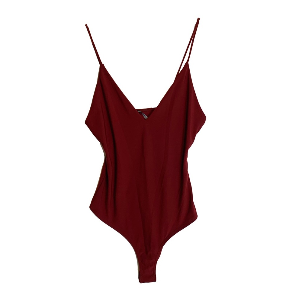 FASHION NOVA Burgundy Bodysuit Size S